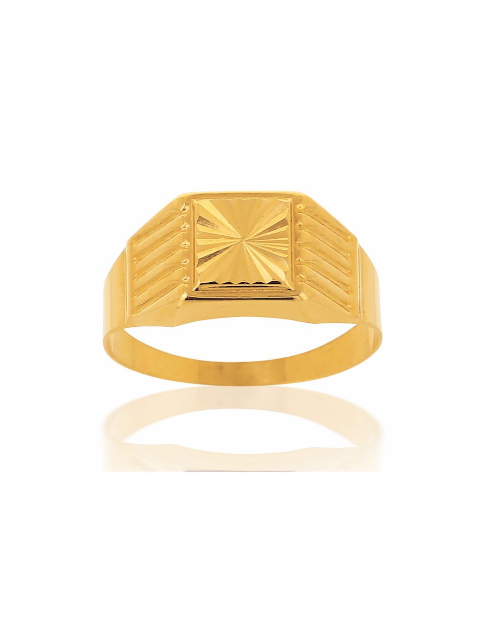 Chevalière Striée Or Jaune 750/1000