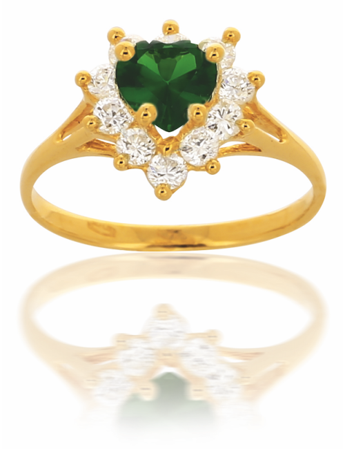 SOLITAIRE DALHIA Verte OR JAUNE 750/1000