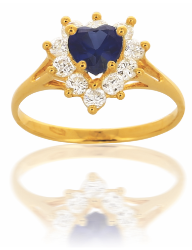SOLITAIRE DALHIA Bleu OR JAUNE 750/1000