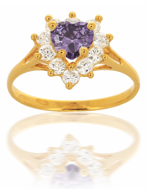 SOLITAIRE DALHIA Violette OR JAUNE 750/1000