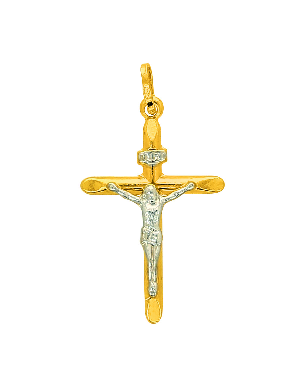 Pendentif Croix Bicolore IV 750/1000 + Chaîne Offerte