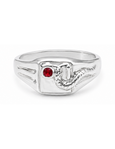 Chevalière Snake Argent Red