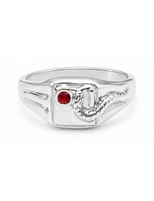 Chevalière Snake Argent Red