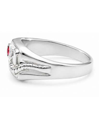 Chevalière Snake Argent Red