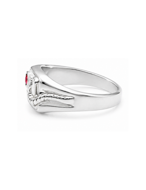 Chevalière Snake Argent Red