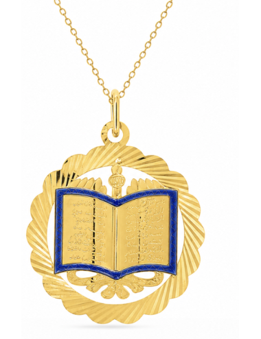 Pendentif Livre Coran 750/1000 + Chaîne Offerte