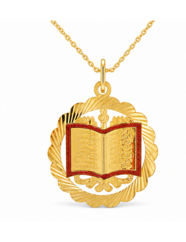 Pendentif Livre Coran 750/1000 + Chaîne Offerte