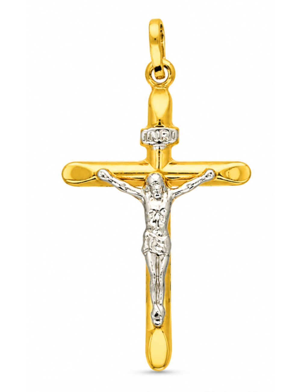 Pendentif Croix Bicolore IV 750/1000 + Chaîne Offerte