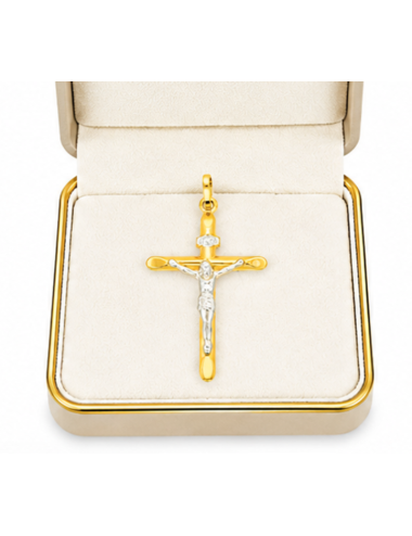 Pendentif Croix Bicolore IV 750/1000 + Chaîne Offerte