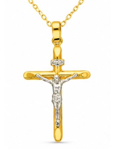 Pendentif Croix Bicolore II 750/1000 + Chaîne Offerte