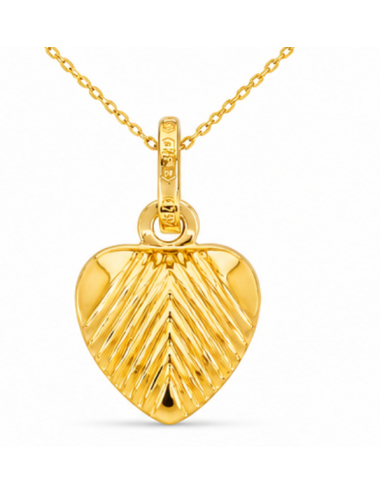 Pendentif Coeur Striée 750/1000 + Chaîne Offerte