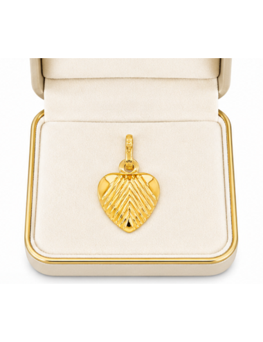Pendentif Coeur Striée 750/1000 + Chaîne Offerte