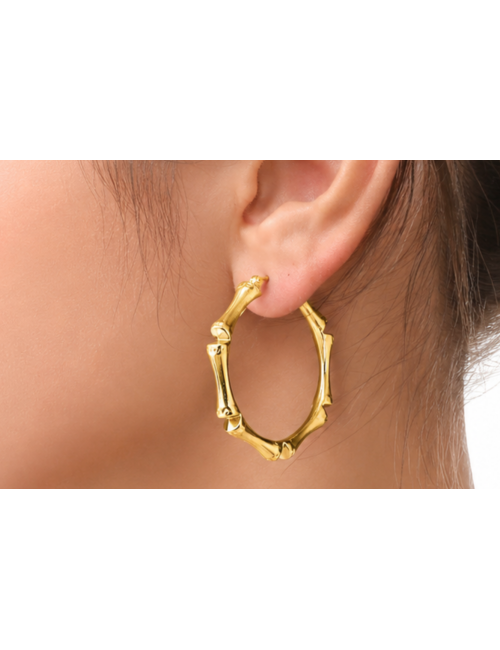 Boucles d'oreilles Bambou Or