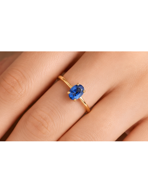 Bague Bleu Or Jaune
